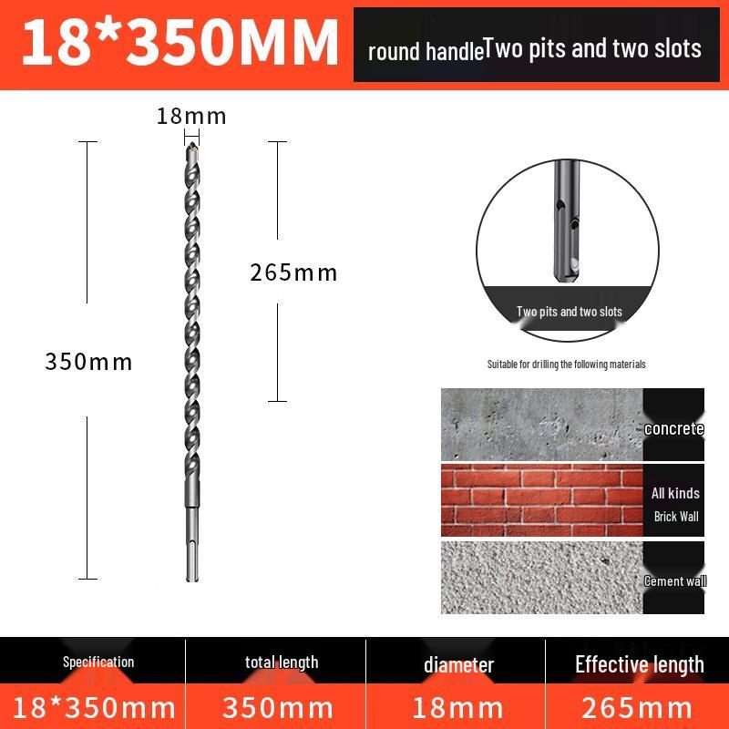 Blue Sheng High-Impact Hammer Drill Bit, Round/Square Shank for Concrete Wall Penetration, Electric Hammer, High Hardness