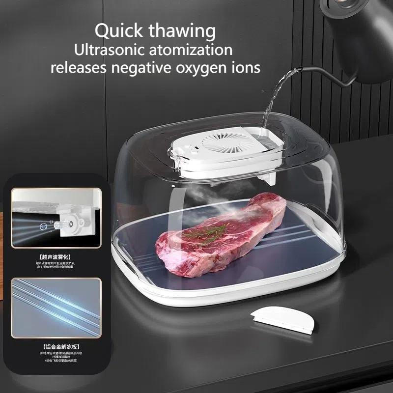Meat Defroster Machine Large Capacity Kitchen Meat Defrosting Tray Electric Defroster Box Rechargeable UV Terilization Thaw Box