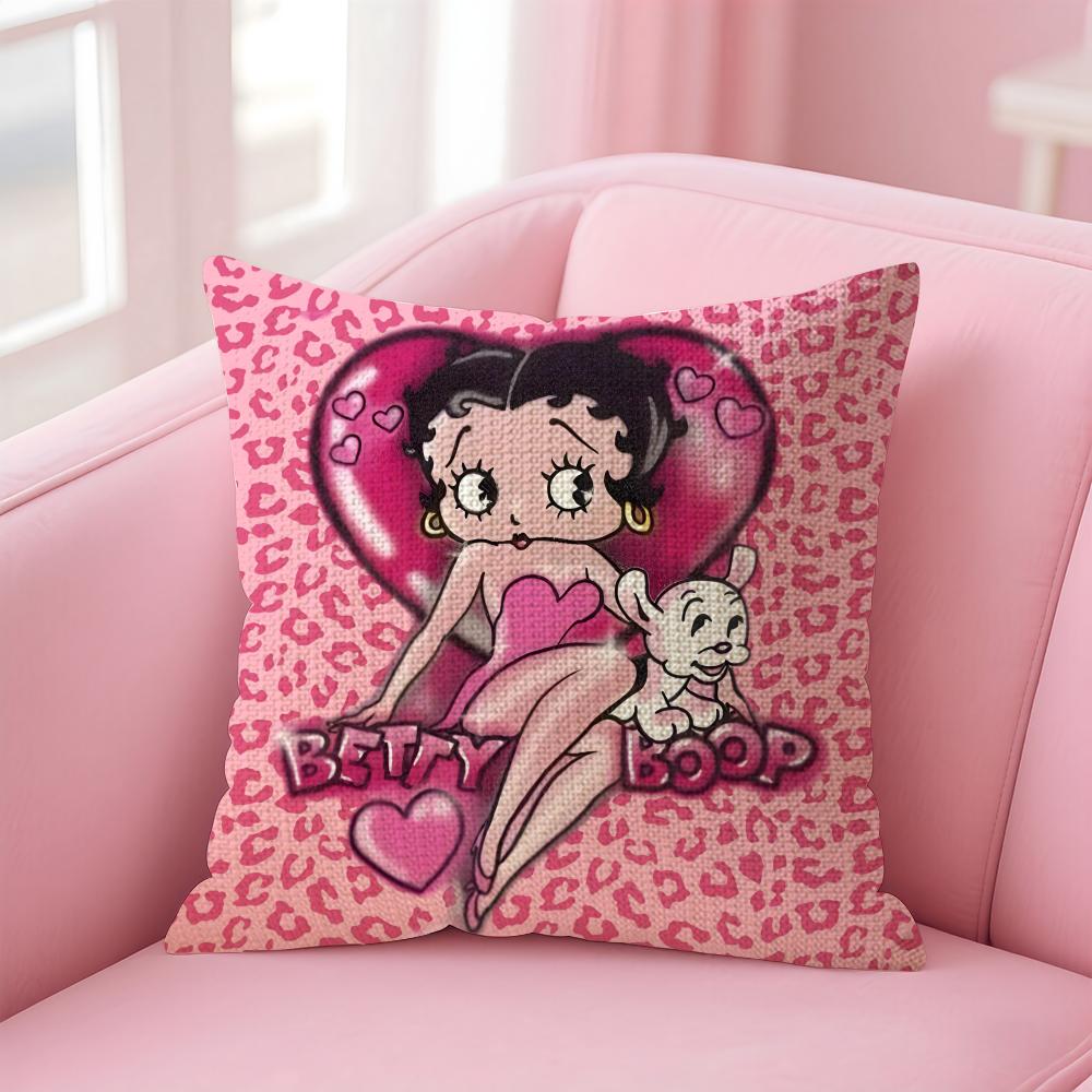 BBetty BoopP Fashion Cushion Cover Natural Linen Pillow Case DoubleSided Print Decorative Sofa Pillowcase Home Decor Gift