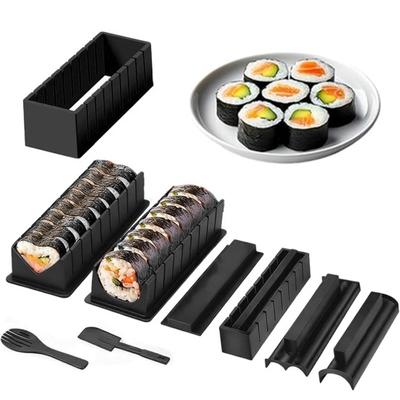 Kit de Fabricación de Sushi DIY de 10 Piezas con 8 Formas Juego de Moldes de PP de Grado Alimenticio para Principiantes Apto para Lavavajillas Fabricante Creativo de Rollos de Sushi para Fiestas en Casa