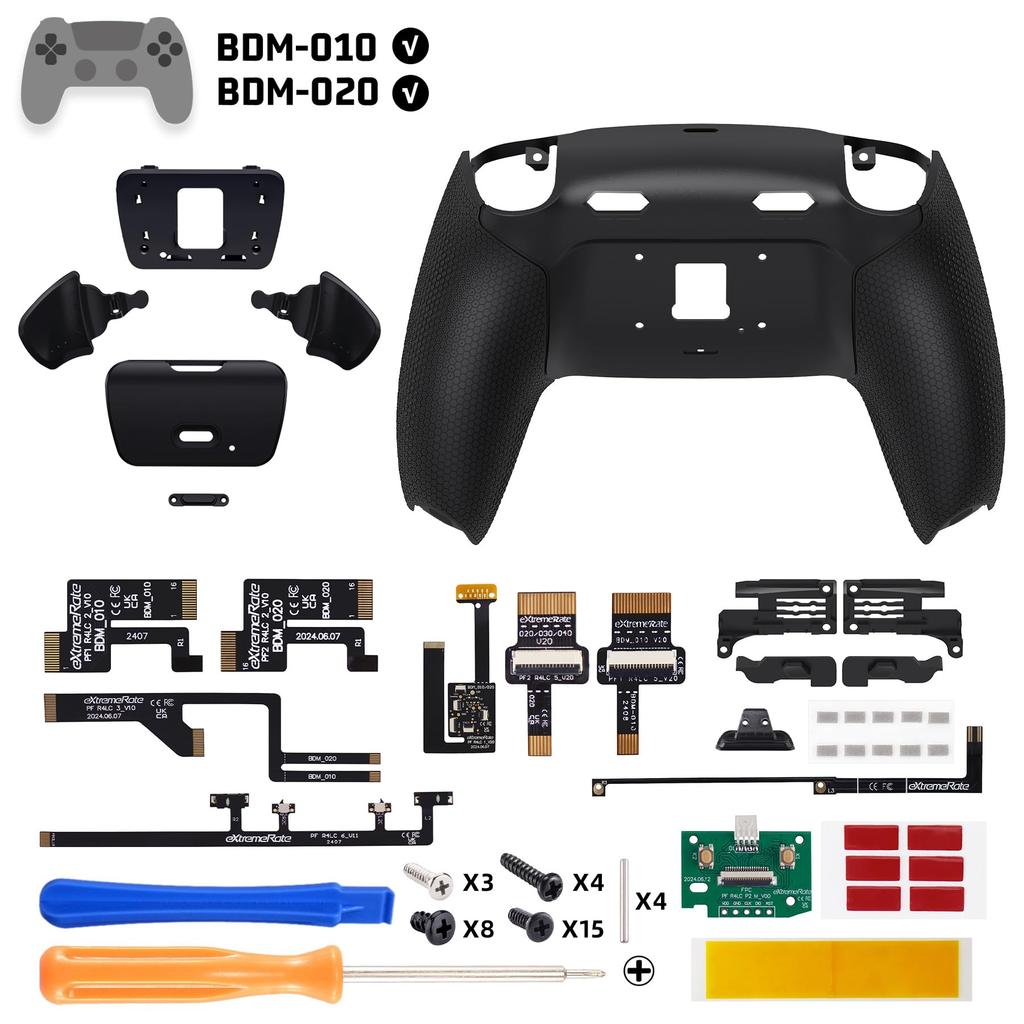 eXtremeRate RISE Plus MAX Back Paddle Kit for PS5 Controller with Clicky Trigger Stops Rubber Remappable Back Button Kit for PS5 Controllers