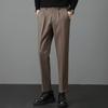 Light luxury winter woolen trousers men's casual pants men's slim straight trousers British elastic casual trousers nine points