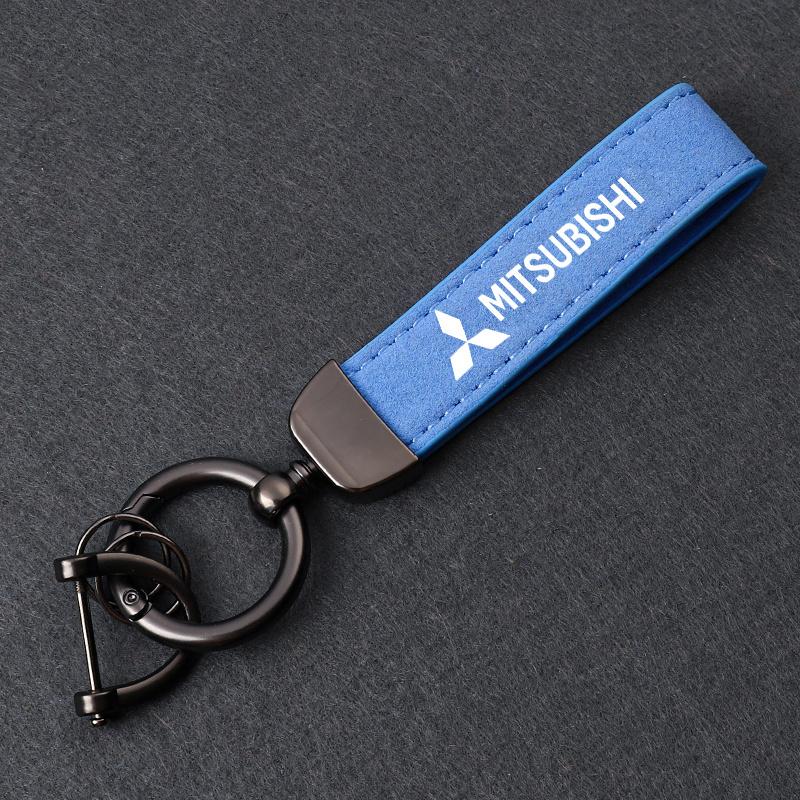Wildleder Leder Auto Styling Schlüsselanhänger 360 Grad Schlüsselring Geschenk für Mitsubishi Ralliart Lancer EX Outlander ASX Competition Outlander