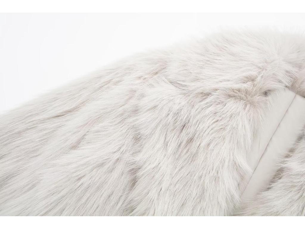 2023 Autumn/Winter Women's Faux Fur Mid-Length Warm Coat D69084