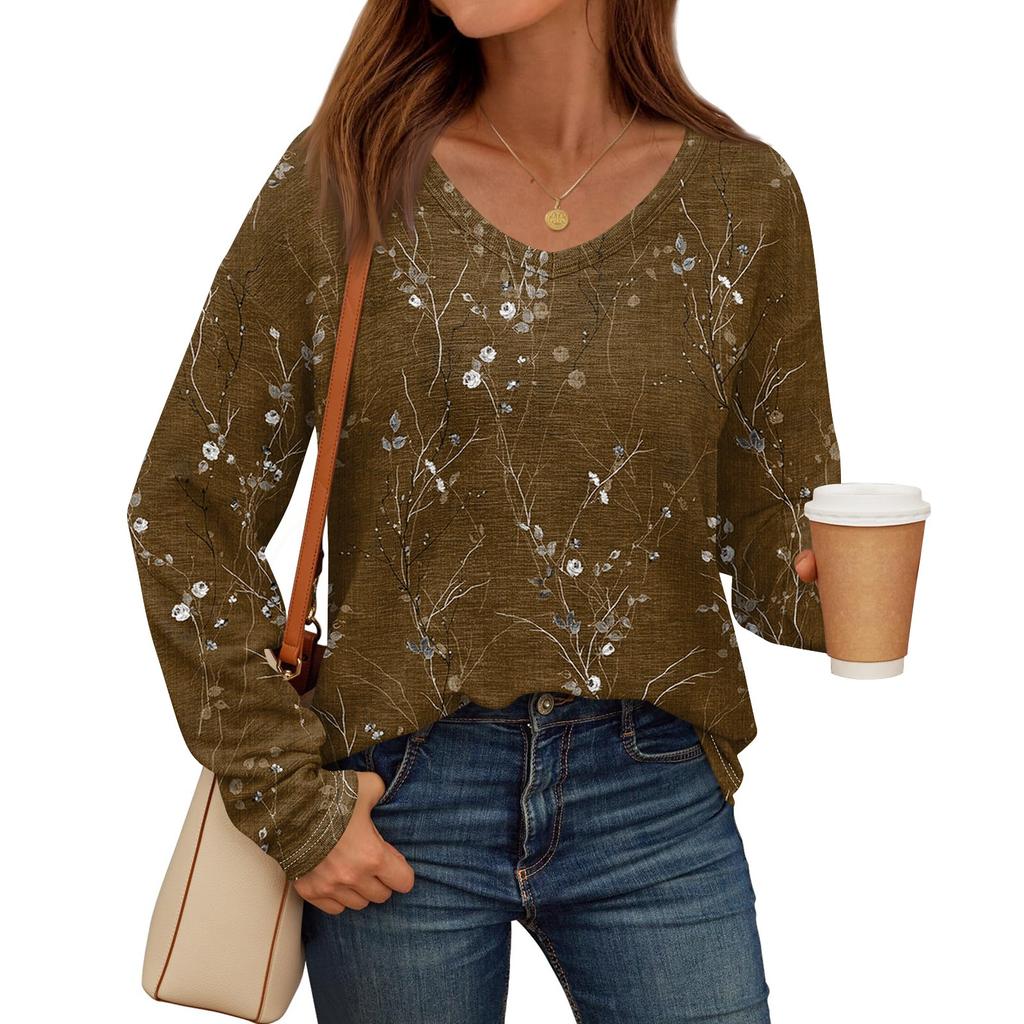 Womens Long Sleeve V Neck Shirts Basic Tee Casual Top Fall Trendy Tunic Outfits Fitted T Shirts