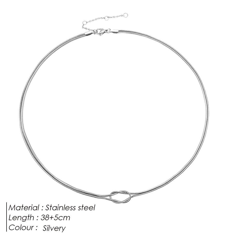 14K Gold Snake Chain Knot Necklace - Non-Fading Stainless Steel, Versatile Commuting & Layering Design