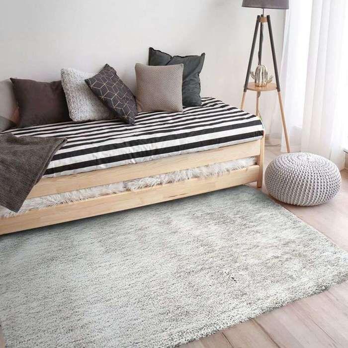 Koberec do obývacího pokoje s dlouhým vlasem s vlněným dotekem ekru 60x110