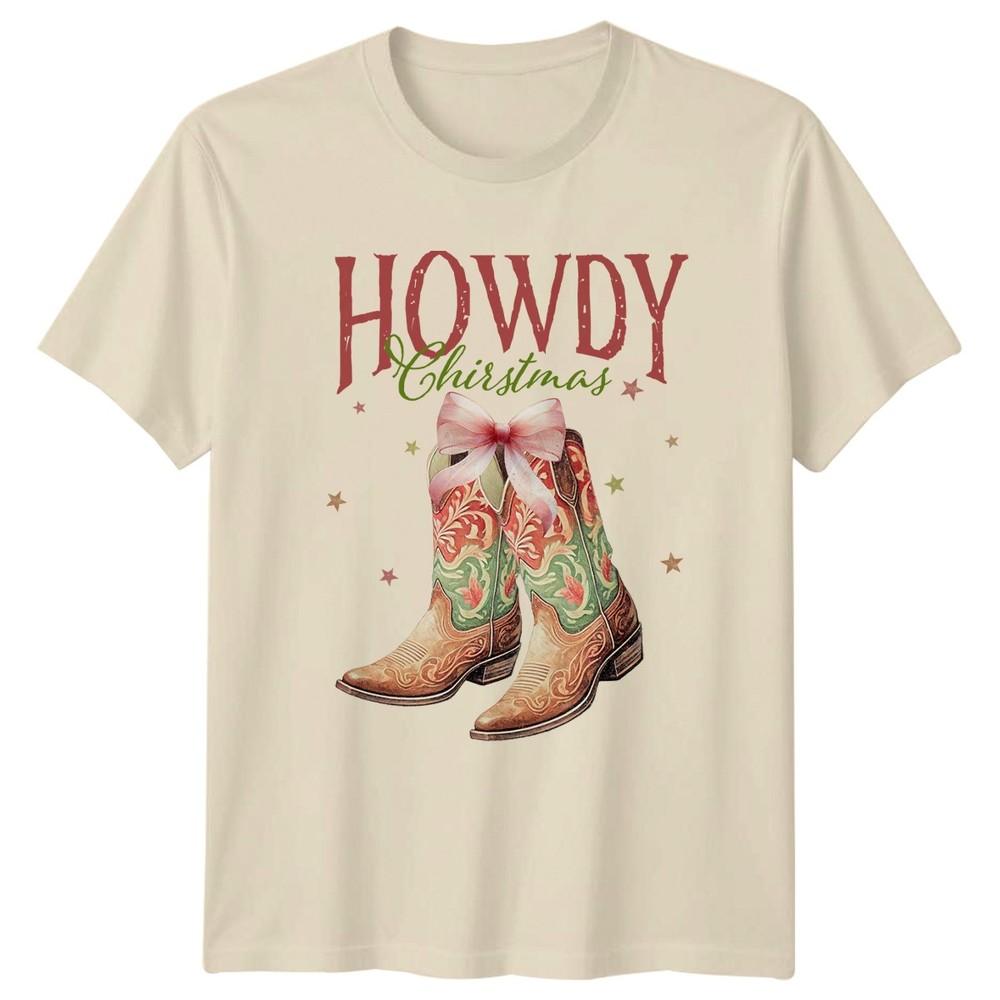 Howdy Chirstmas Western Christmas Holidays Unisexs Unisexs Graphic Tee Boots
