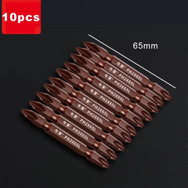 10 Piece Set 50mm-150mm Magnetic Impact Double Head Cross Screw Drill Bit Set Handheld Double Ended Screwdriver Bit