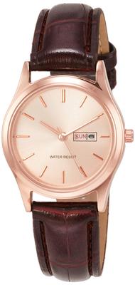 Arias Amalfidia Analoguhr mit Wochentag und Datum Leder Rosa Zifferblatt, Wasserdicht, Armband, Zifferblatt, Braun, A45L01, Damen