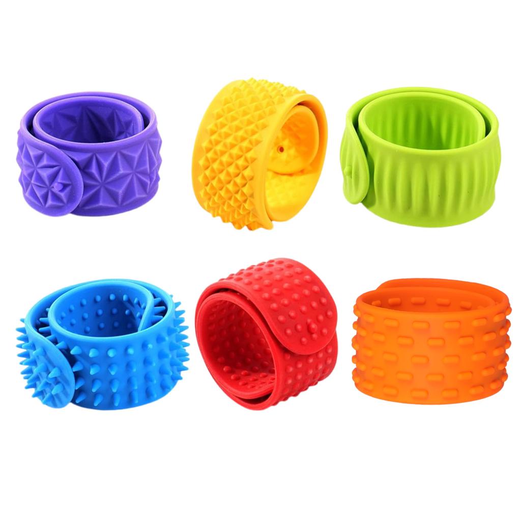 6PCS Silicone Sensory Slap Wristband Kids Anxiety Calming Toy With Texture Design For Emotional Soothing Soothing Toy