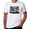 T-shirt Bianca a Maniche Corte con Stampa Grafica della Mercedes-Benz W124 Station Wagon per Appassionati di Auto d'Epoca