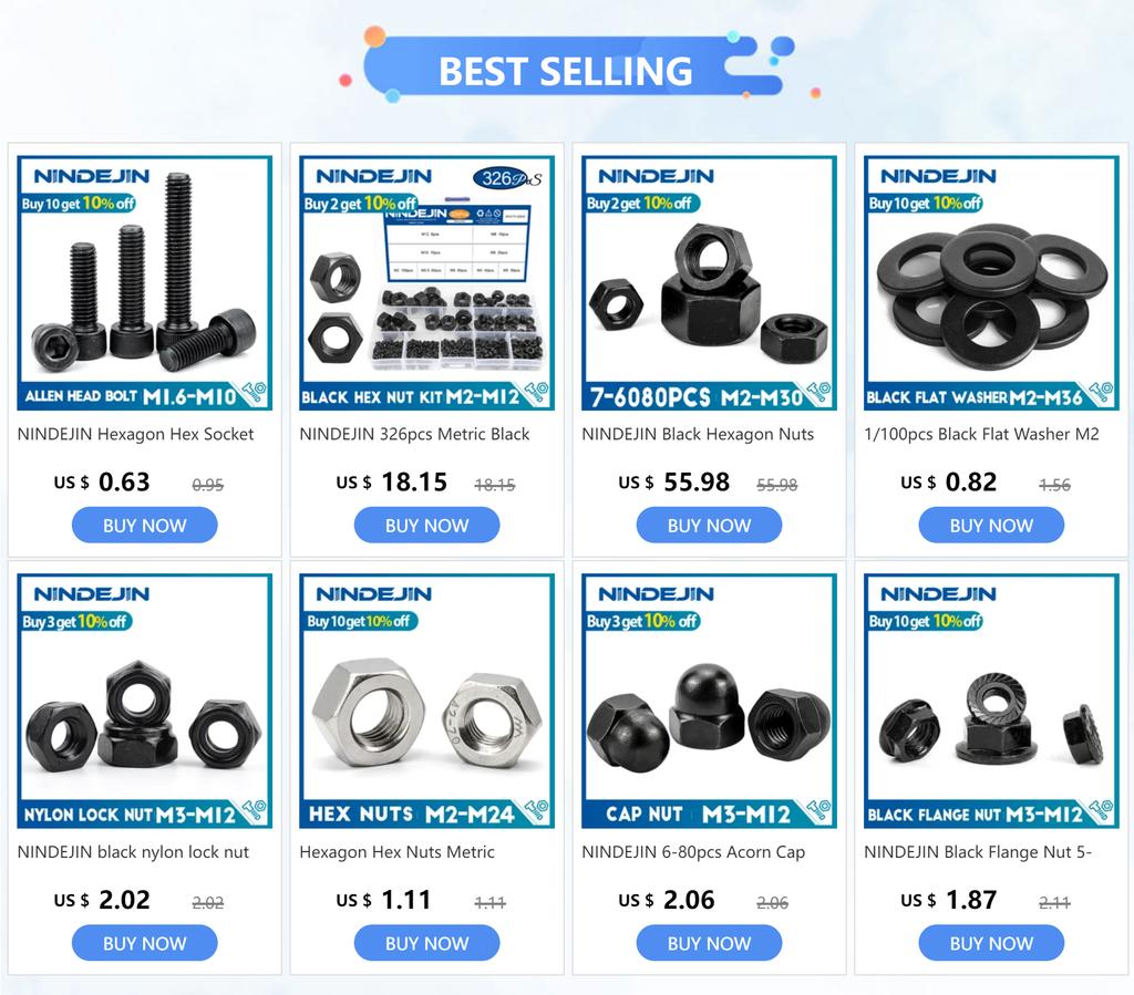 Schwarze Sechskantmuttern M2 M2,5 M3 M4 M5 M6 M8 M10 M12 M14 M16 M18 M20 M22 M24 M27 metrische Sechskantmuttern aus Kohlenstoffstahl