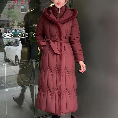 Plus Size L-7XL Fashion Winter Jackets Woman Long Parkas Hooded Loose Thick Warm Overcoat Casual Women's Coats with Belt