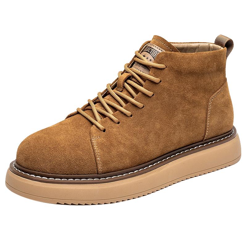 Fashion 2025 Designer Brand High Top Casual Shoes Winter Cotton Men's Business Short Boots Retro Brown Men's Leather Ankle Boots