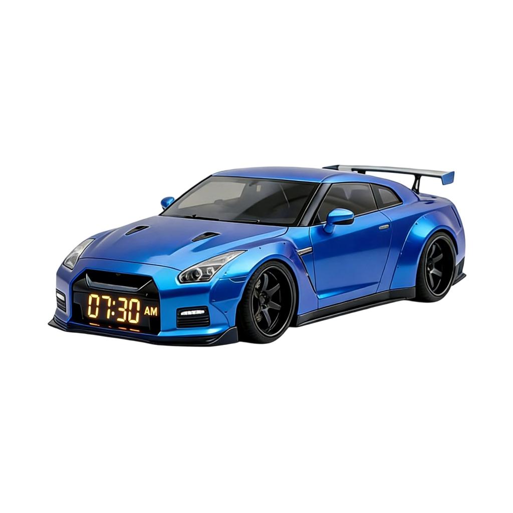 Super Sports Car Alarm Clock - Realistic Engine Sounds & Cool Light Effects, Fun Bedroom Decor For Kids & Adults