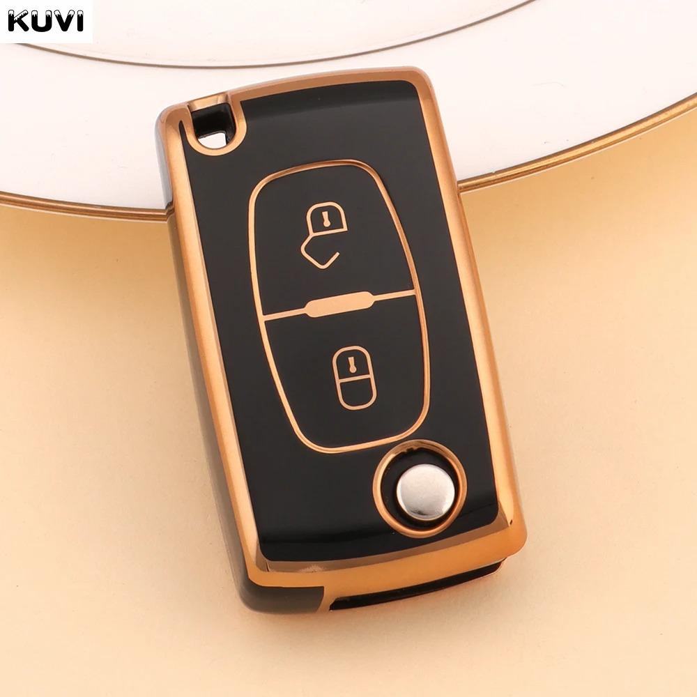 

Fashion TPU Car Flip Key Case Cover Bag for Peugeot 107 207 307 308 407 607 3008 5008 Citroen Xsara Picasso C5 C6 C8 Accessories