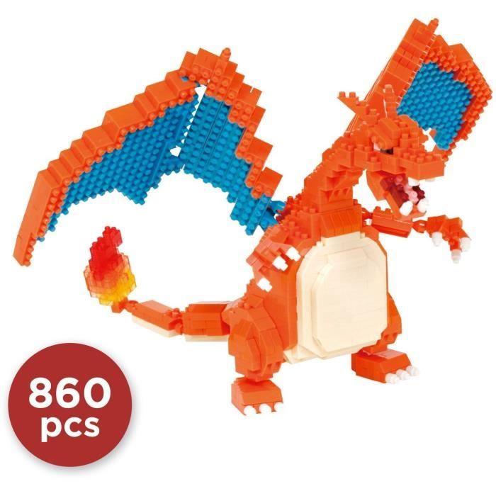 Figurine Pokémon Dracaufeu (Charizard) - BANDAI - Nanoblock - Figurine en Briques 860 pièces - Kit Construction - NBPM80
