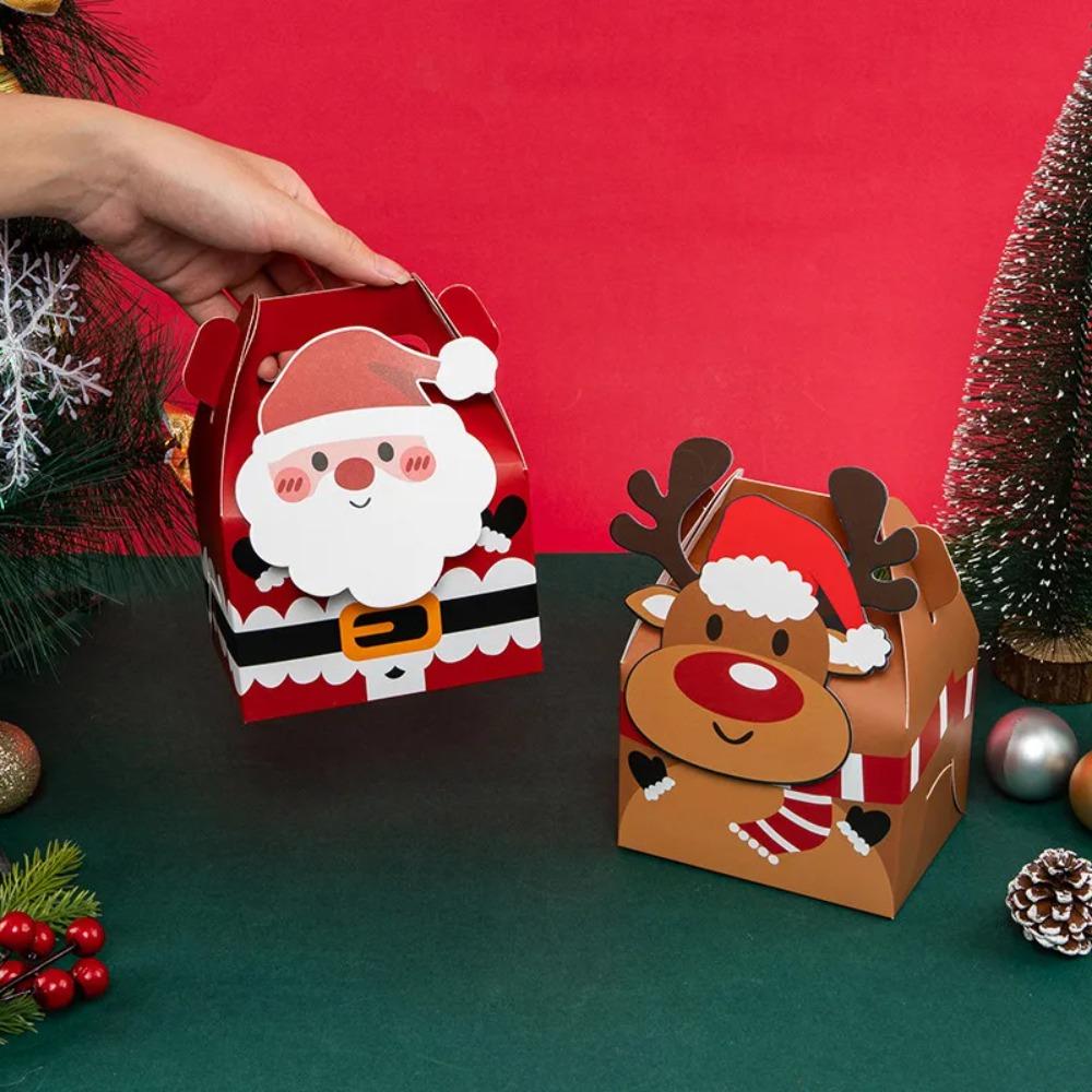 

24 шт. бумажная рождественская коробка для конфет, смешанные узоры, упаковка для выпечки, коробка для торта 24PCS