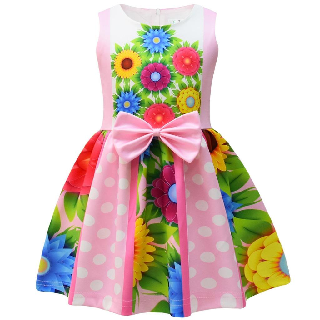 European And American Christmas Halloween Cute Princess Dress Bow 3D Digital Printing Girls Dress