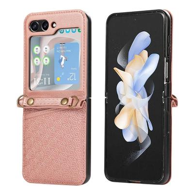 PU Leather Crossbody with Card Holder Phone Case for Samsung Galaxy Z Flip 6 5 4 3 Flip6 Flip5 Flip4 Flip3 5G Protective Cover