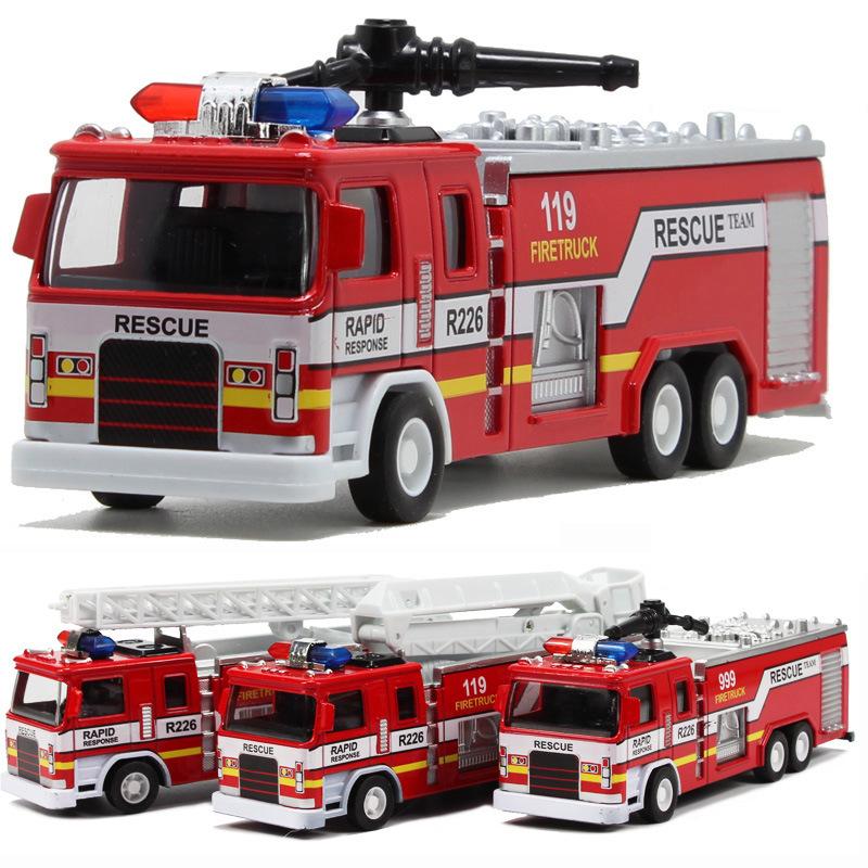 Modello di simulazione in lega pressofusa di camion dei pompieri in scala 1/32