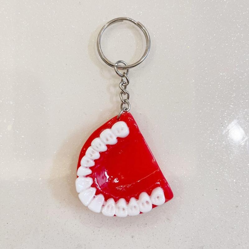 Fashion Tooth Keychain Resin Tooth Model Shape Keychain Unique Pendant Hanging Ornament Keyrings Gifts for Men Women