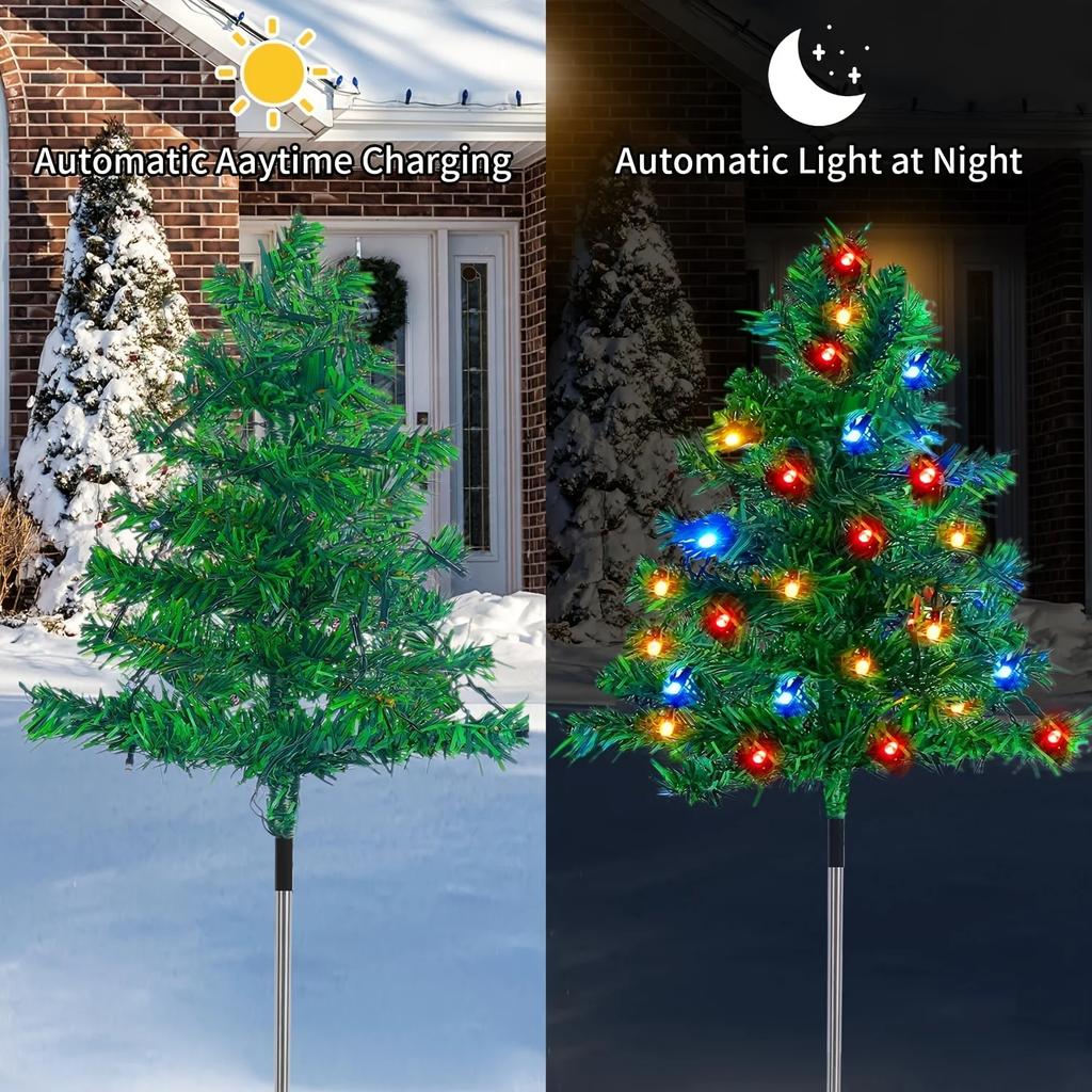 Solar Christmas Tree Simulation Light Outdoor Waterproof LED Lawn Garden Patio Porch Landscape Decorative Lamp for Holiday Party