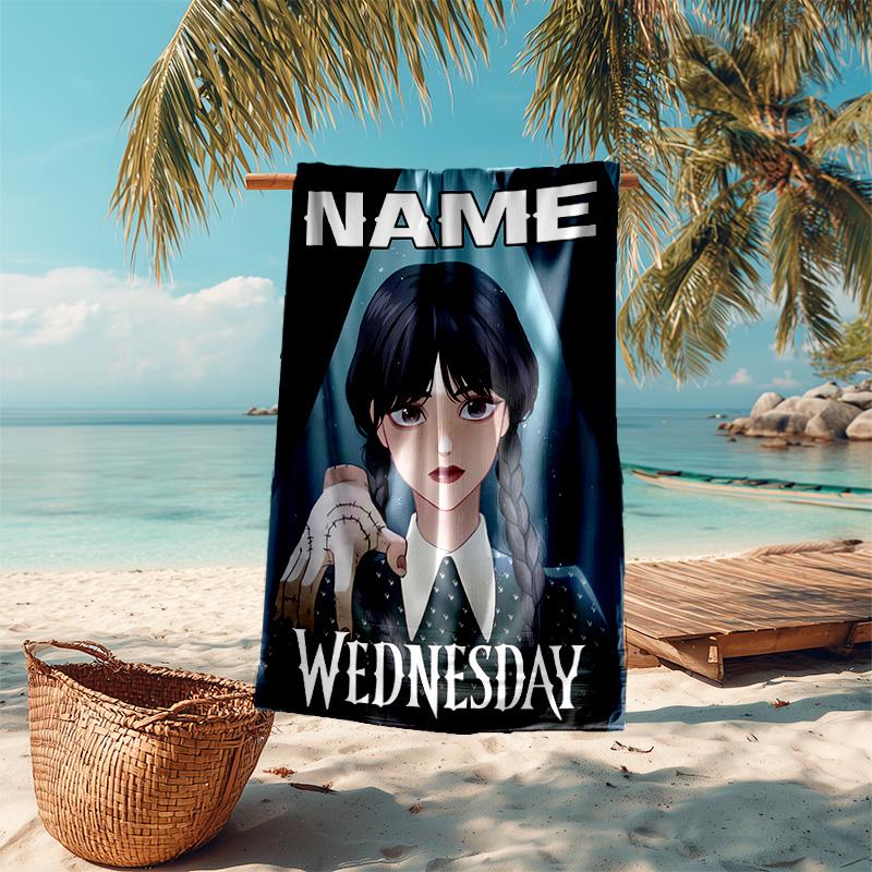 Personalized Customized Proof Beach Towel with Wednesday Addams Pattern - Soft, Absorbent,quick-drying,perfect Swimming,camping&bathing