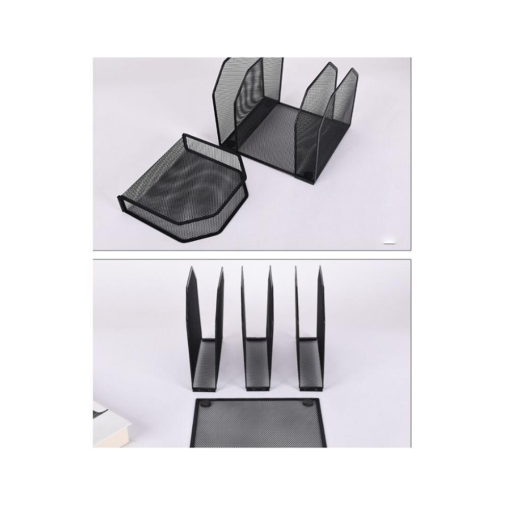 Metal 7-Section File Folder Organizer for Desk Vertical Office File Holder Duty Mesh Document Sorter for Books, Binder