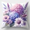 4Pcs Floral Cushion Cover Pastel Hydrangea Butterfly Flower Printed Pillow Case Polyester Home Decor Sofa Living Room 2D Flat