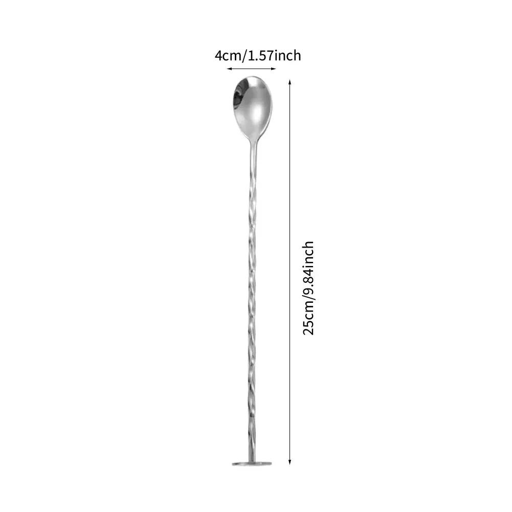 Stainless Steel Stir Bar Spoon Mixing Ounces Cocktail Spoon Spiral Pattern Bartender Tools Teadrop Spoon Bar Tool