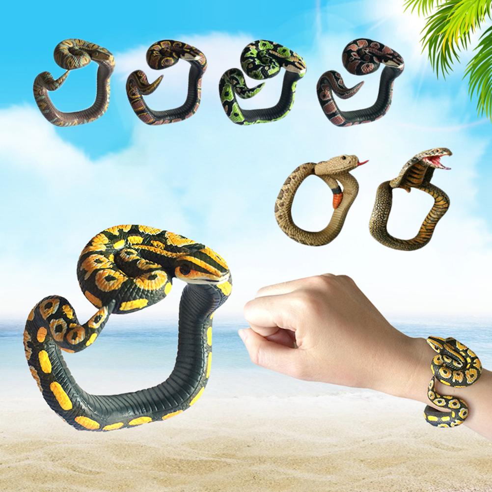 Halloween Party PVC Toy Snake Bracelet Realistic Snake Bracelet Simulated Snake Wrist Band Scary