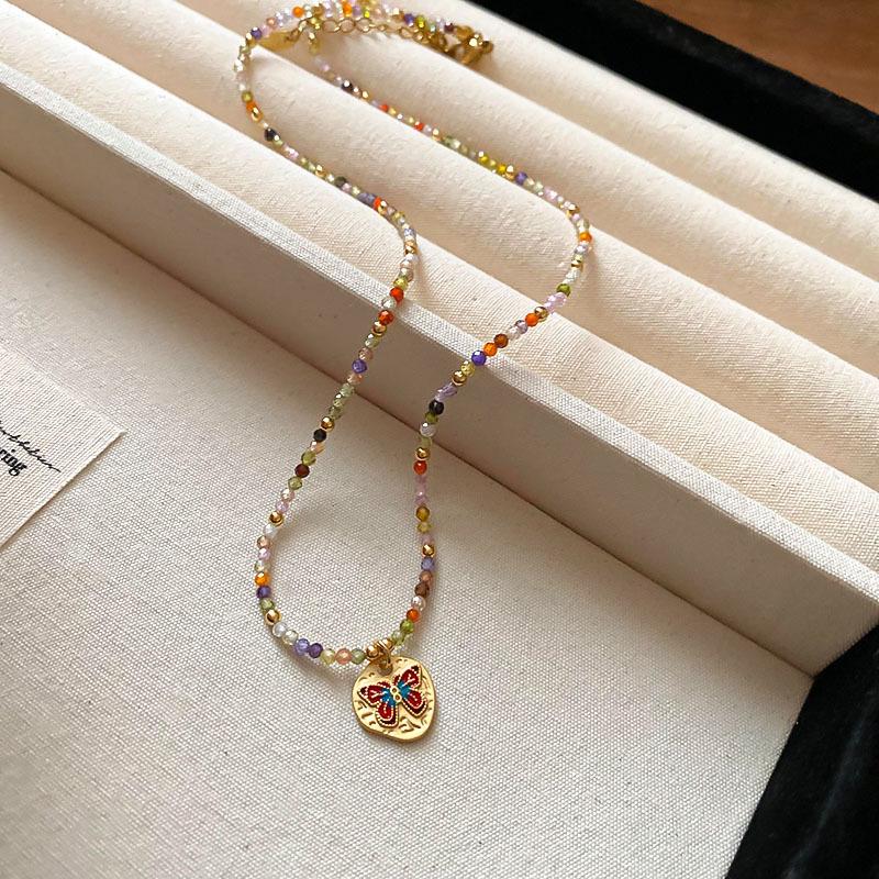 Luxurious Agate & Pearl Crystal Necklace - Ethnic Style Clavicle Chain