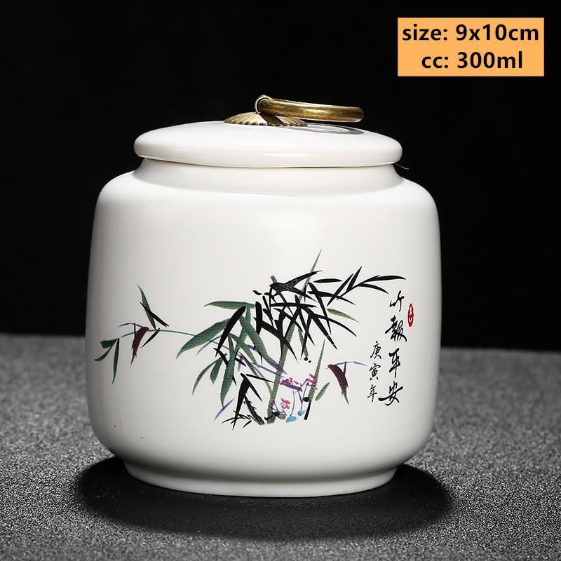 Exquisite Flower Patterns Ceramics Tea Caddy Portable Sealed Tea Leaf Containers Travel Tea Bag Storage Box Spice Organizer