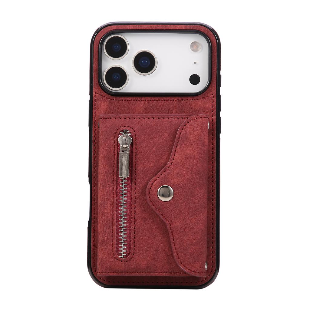 Business Zipper Cards Solt Wallet Leather Case For iPhone 17 Pro Max 16 Plus 15 14 13 12 11 17air 16E Bag Pocket Kickstand Cover