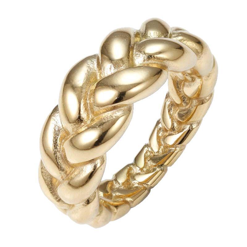 French titanium steel three-dimensional woven twist ring women's niche handmade sense personality fashionable stacking index finger ring plain ring