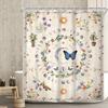 Waterproof Moon Phase Shower Curtain, Polyester Abstract Bohemian Floral Butterfly Design,Star Moon Art,Bath Decor with 12 Hooks
