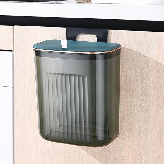Strong Load-bearing Enlarge Caliber Hanging Trash Bin with Lid Punching Free Kitchen Large Capacity Wall Mounted Garbage Can Household Products