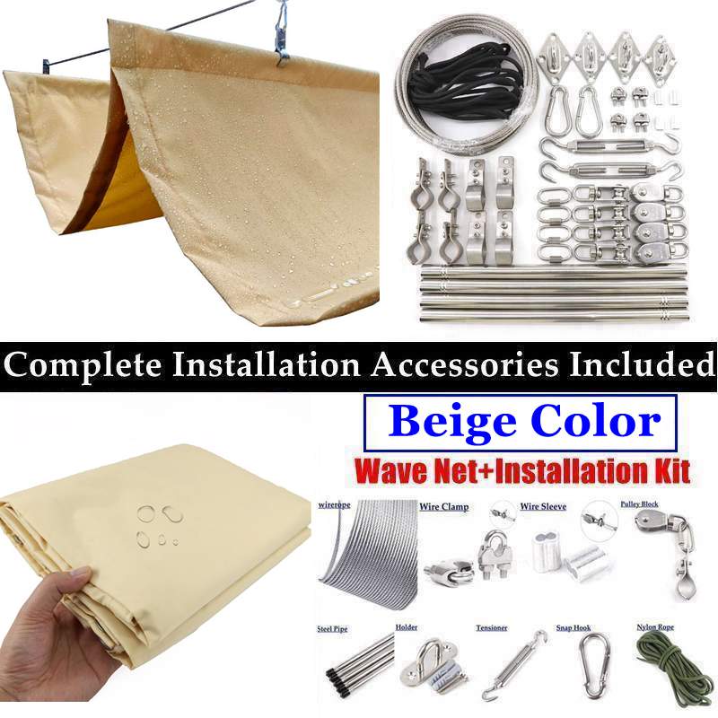 Width 0.8m~2m Rainproof Wave Telescopic Shade Sail Outdoor Polyester Anti-UV Pergola Awning Gazbo Patio Retractable Sunshade Net