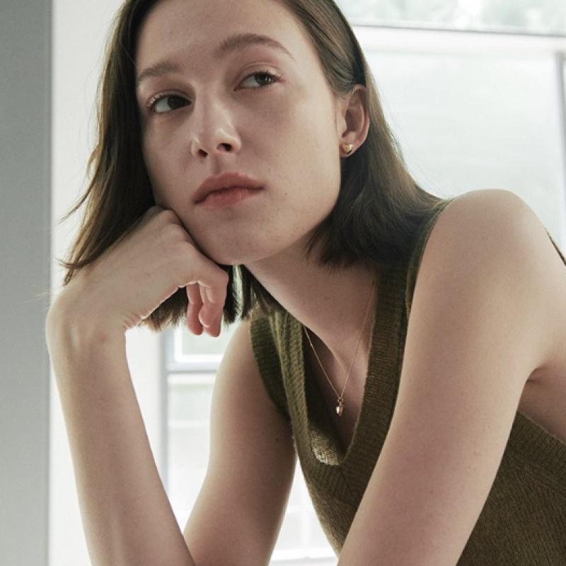 VERTE 925 Silver Full Heart Necklace  10mm  Gold 