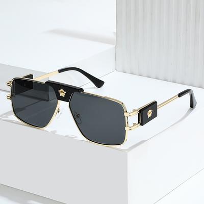 JYL Punk Square Sunglasses With Bull Decoration Metal Frame Sun Shield 3598