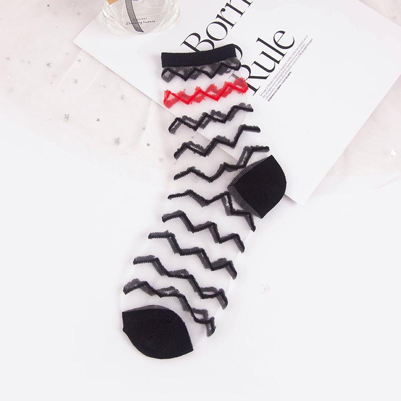 Women Socks Fashion Sheer Mesh Glass Silk Socks Ultrathin Transparent Crystal Lace Fabulous Elastic Ladies Summer Ankle Sock