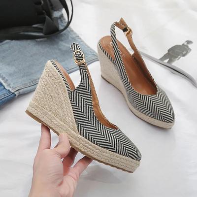 Summer Shoes Women High Heel Sandals Wedge Heels 10cm Pointed Toe Brand Ladies Party Shoes Plus Size 42