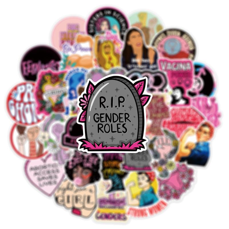 50 feministiske bevegelser Graffiti-klistremerker Samme søte klistremerker Vtuber Bagasje-klistremerker Krus-klistremerker Notatbok-dekorasjon-klistremerker Vanntette klistremerker