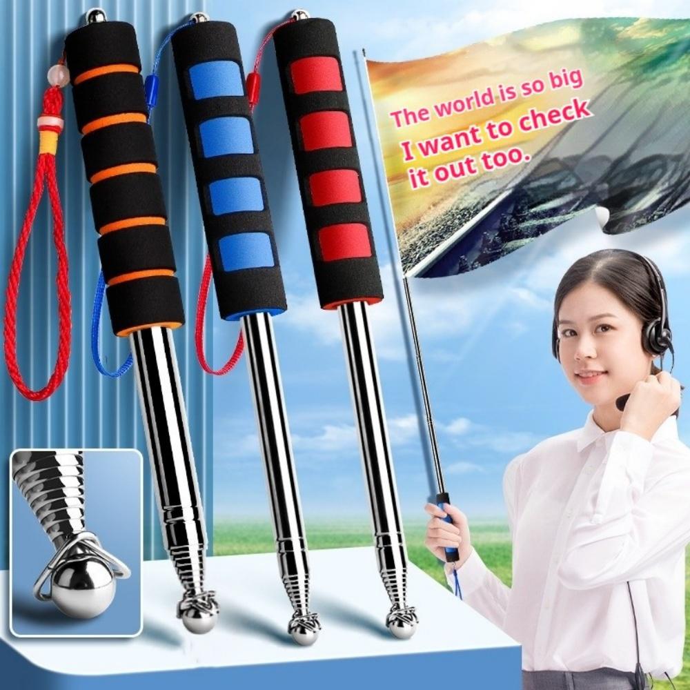 1.2M Flexible Handle Flagpole Telescopic Stainless Steel Tour Guide Banner Flagpole Teaching Pole Outdoor Stainless Steel