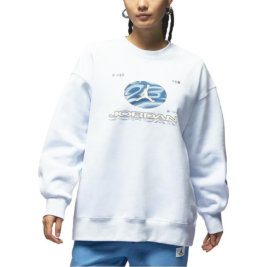 Jordan Fearless Letter Print Fleece-Lined Casual Loose Sweatshirt Women Tops Purple Blue FV4021-423