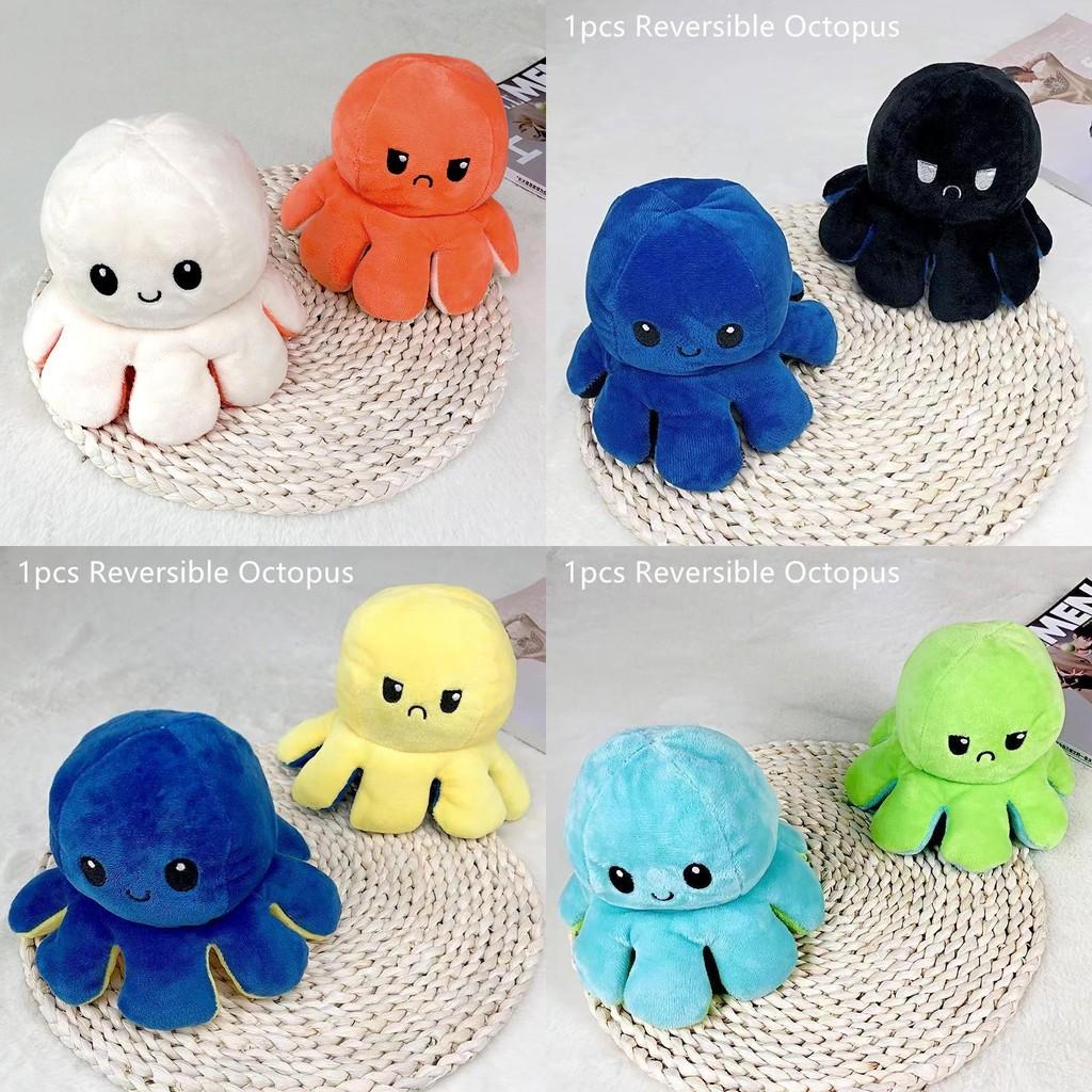 Adorable Juguete de Peluche de Pulpo Reversible de Doble Cara para Niños Animal de Peluche Suave y Abrazable de la Vida Marina