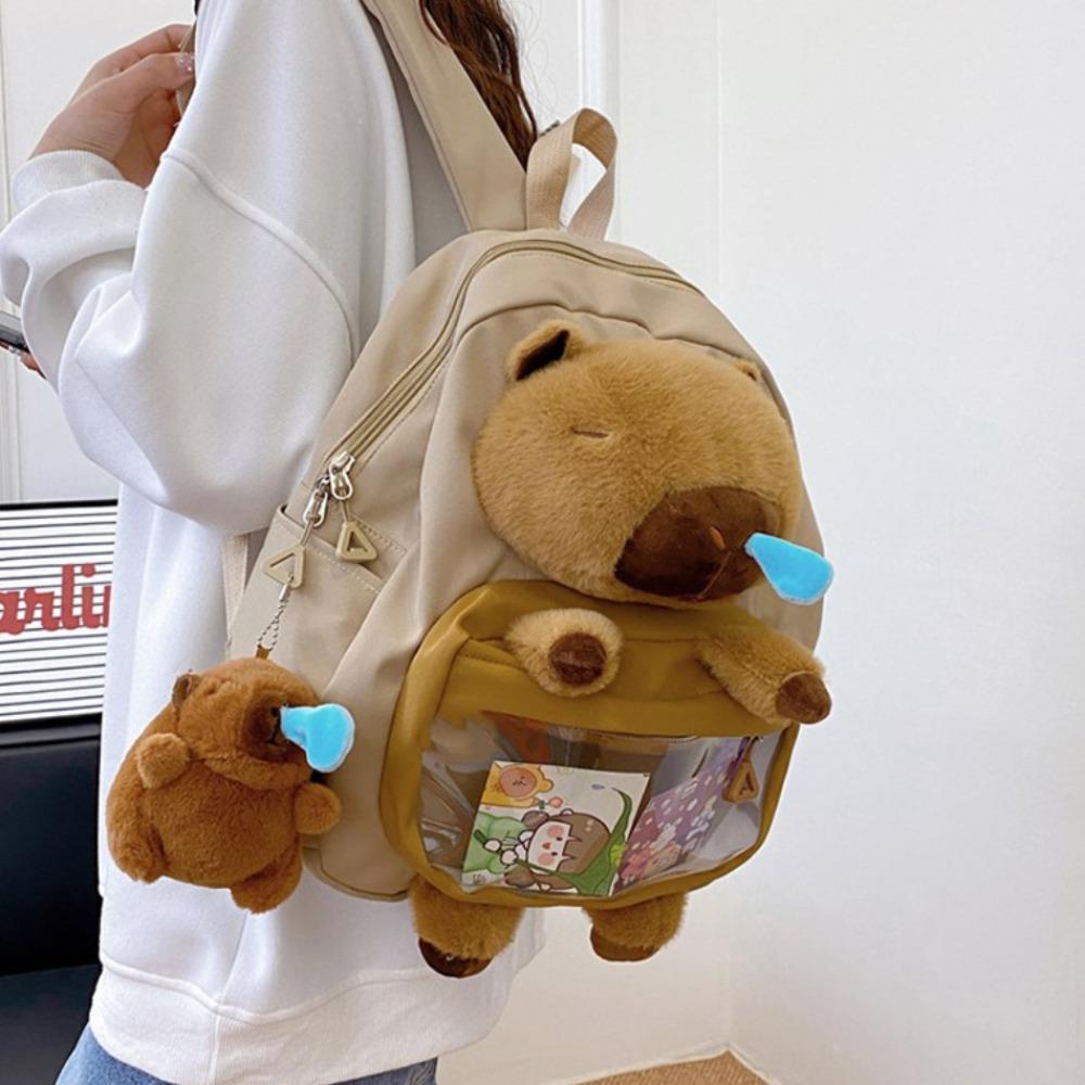 Large Capacity Capybara Plush Backpack Animal Cartoon Backpack  Kids Birthday Gift
