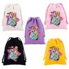 Pokemons Canvas Drawstring Bags Anime Figures Pikachu Eevee Gengar Cartoon Print Handbags Kids Birthday Party Candy Gift Bag